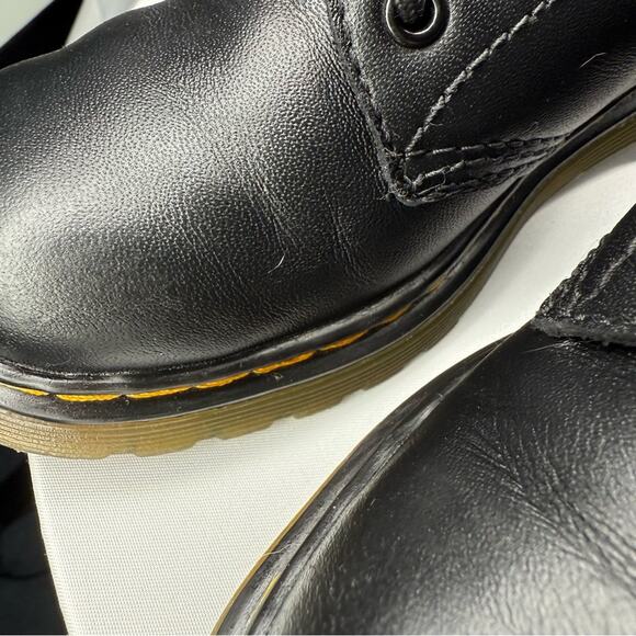 DR. MARTENS Jr. 1460 Black Softy Leather Lace Up & Side Zip Classic Iconic Boots - Picture 10 of 13